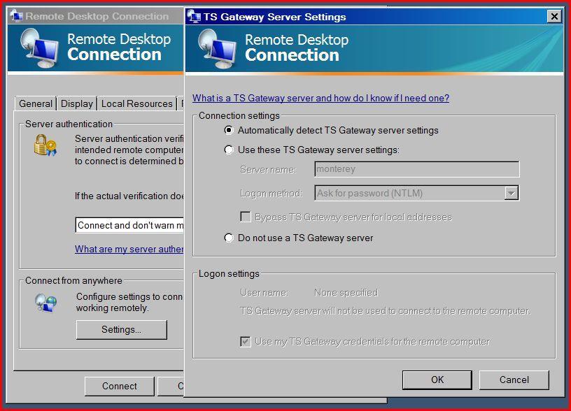5. If you are on Windows 7, please also click the Advanced tab. On the Pull-down menu, select Connect and don t warn me. At the bottom of the Advanced tab, click the Settings button.