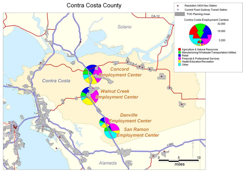 Figure 3: Employment Centers in Contra Costa County Source: CTOD, Center for