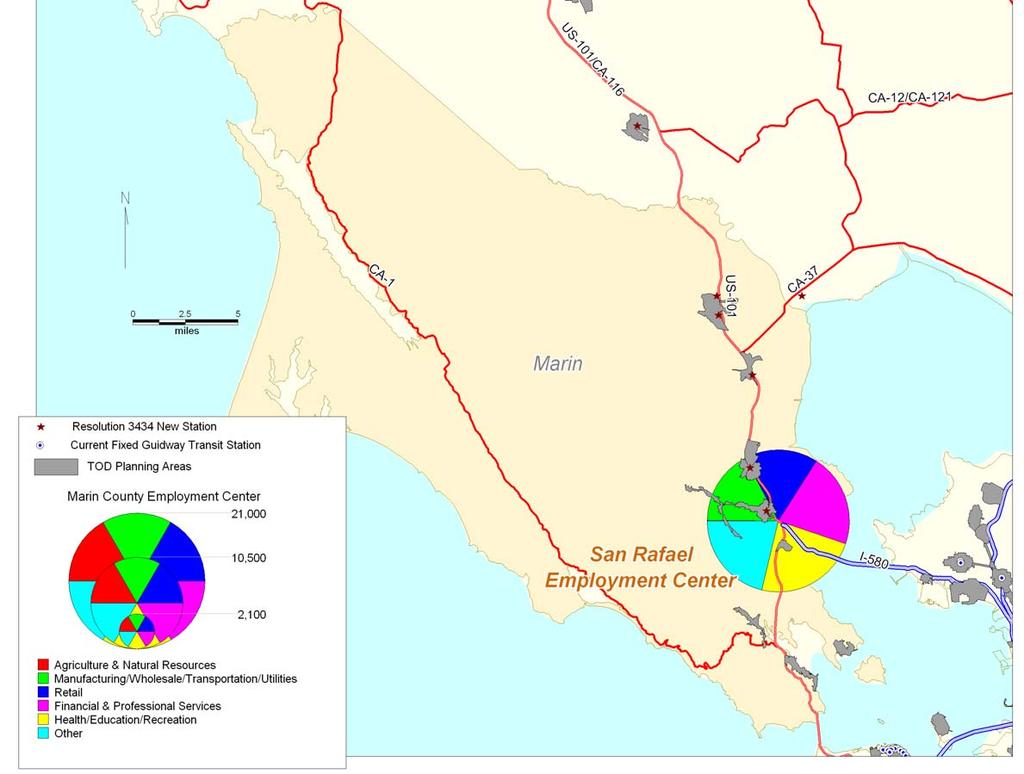Figure 4: Employment Centers in Marin County Source: CTOD, Center for
