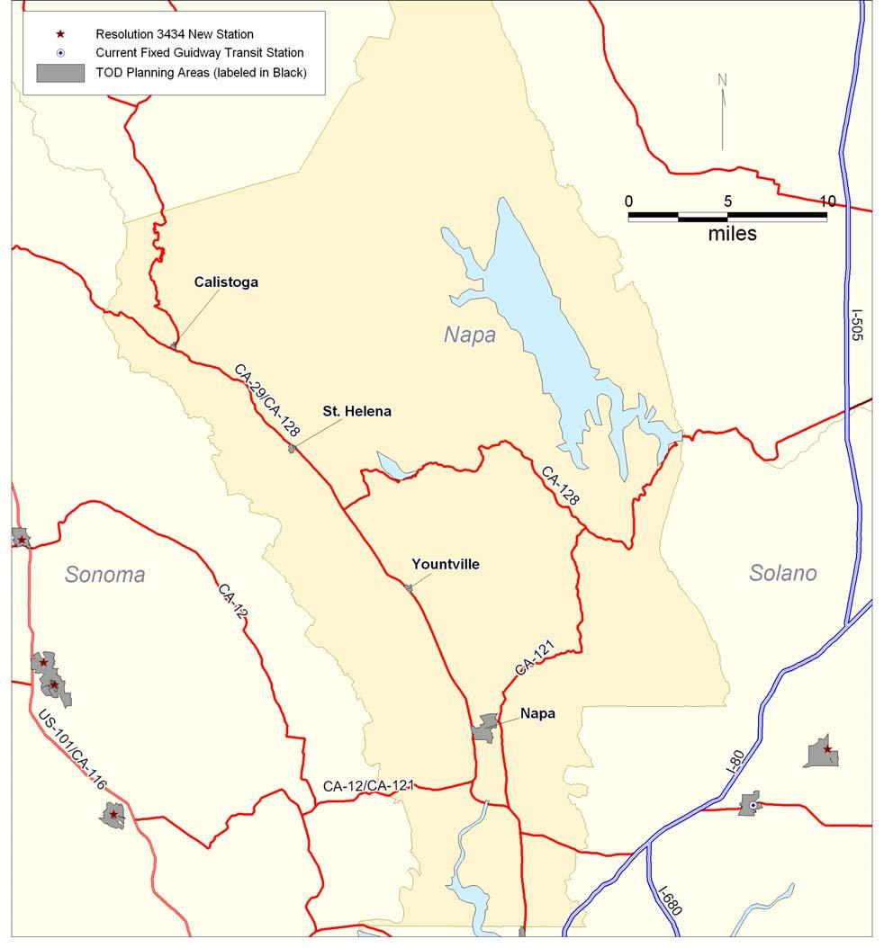 Figure 5: Planning Areas and Regional Employment Center Map for Napa County (no major employment centers)