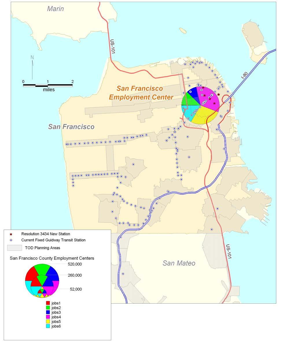 Figure 6: Regional Employment Center Map for San Francisco County Source: CTOD, Center