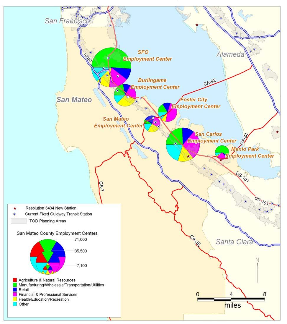 Figure 7: Regional Employment Center Map for San Mateo County Source:CTOD, Center