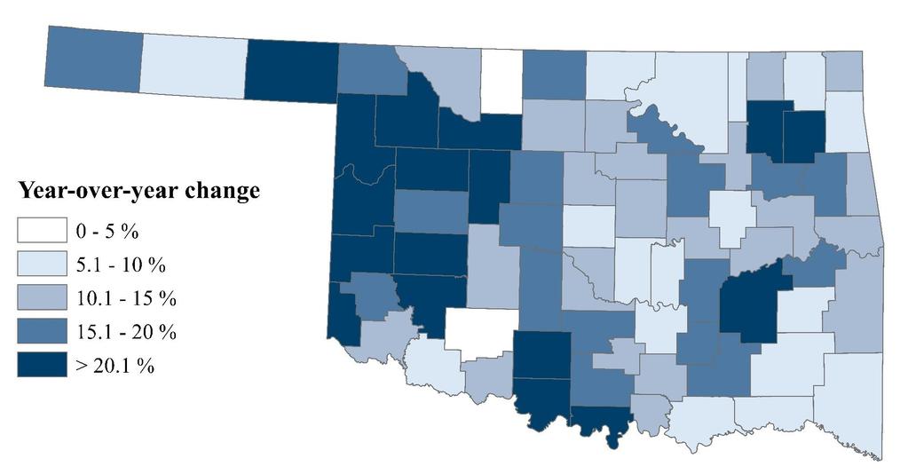 Employment has risen in every county over the past year, but especially in western