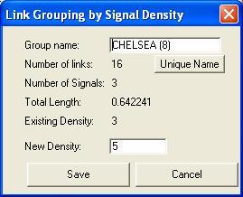 Define a Group of Links as a New Signal Density Group ( New Group from Selection Button) To define a new signal density group, a group of target links needs to be identified.