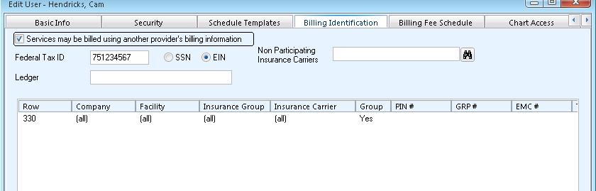 If the provider will file under another provider or works 18 hours or less a week you will select Services may be billed using another provider s billing information.