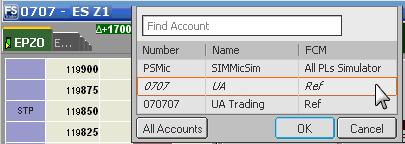 Selecting an Account The Account Selector allows you to move between accounts quickly and easily for order placement. To change accounts 1. Right-click the title bar of the trading window or press F5.