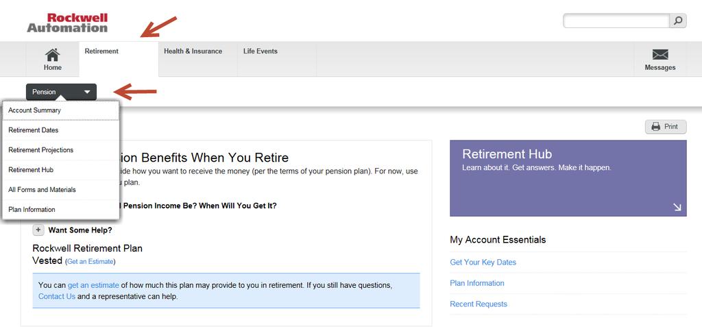 Retirement heading: Retirement Projections to run an estimate Retirement Hub
