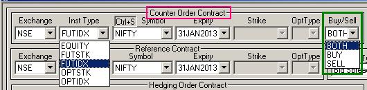 Required Inputs are as below: - Counter Order Contract: - User has to define contract Instrument within which the price quotes are to be created.