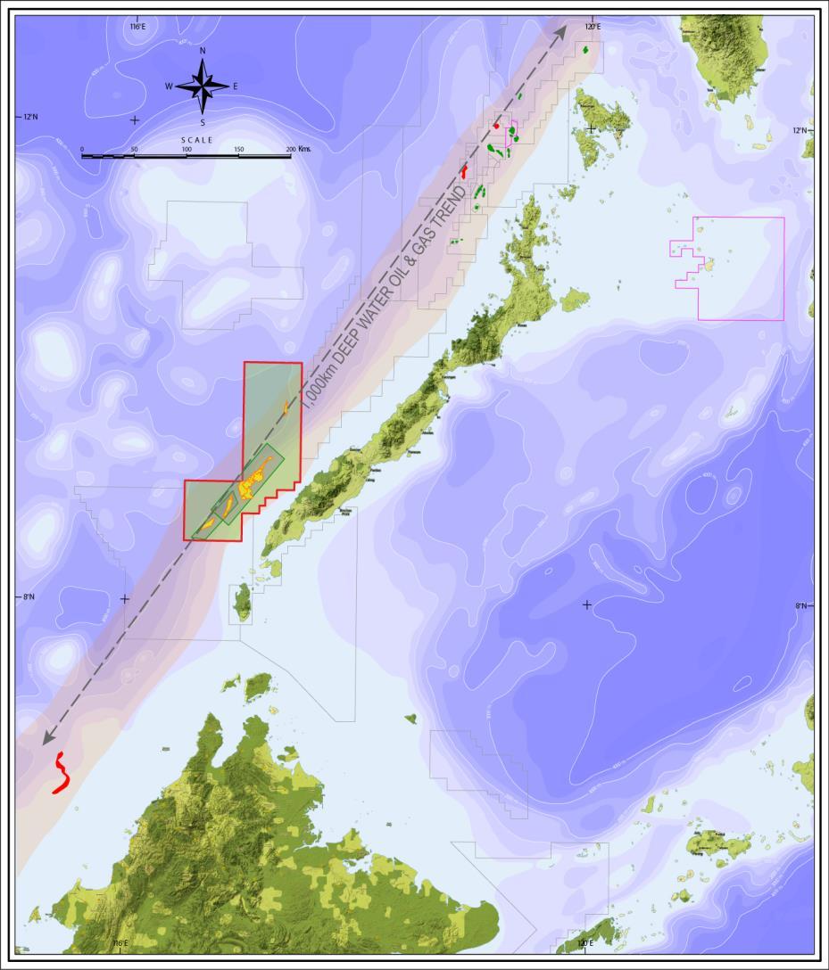 BLOCK SC55: GEOLOGICAL SETTING GOOD NEIGHBOURHOOD Service Contract 55 (SC55) is located in the southwest Palawan Basin and covers an area of 9,880km 2.