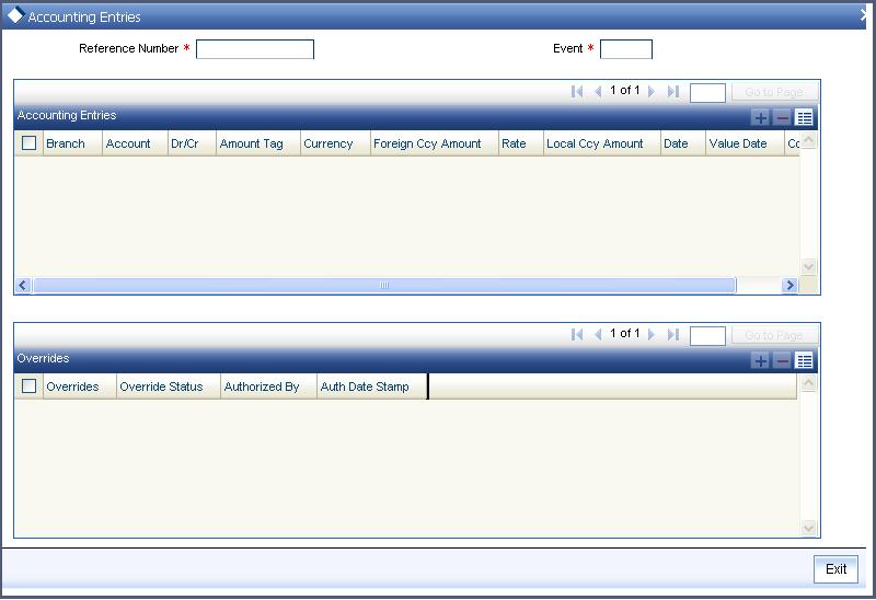 2.1 Viewing Accounting Entries From the View Events screen, click Accounting Entries button to view