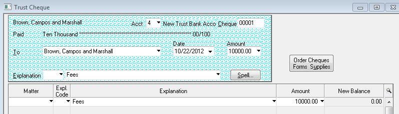 Trust Accounts No Cheque