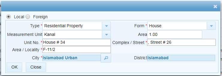 In order to enter details relating to House, click on + as shown below.