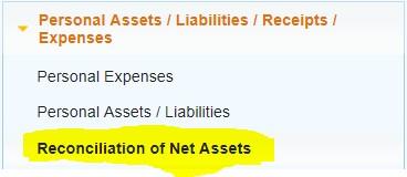 Finally click on Reconciliation of Net Assets Tab as below.