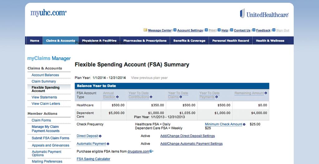 Use myuhc.com to view your account balance, view and submit claims and more. You will find everything you need on myuhc.com to manage your FSA.