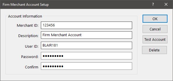 If you are configuring a firm-wide merchant account, click Firm Account.