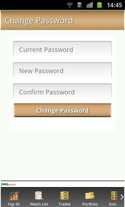 Change Password Tap on Chg Pwd.