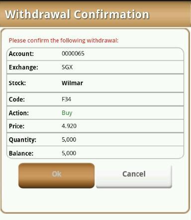 The following confirmation will appear upon selecting Withdraw