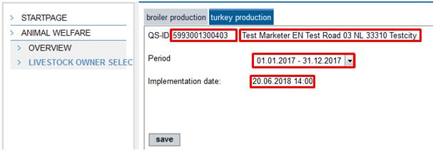 Below your master data, you can select a planning period that you want to view or edit, (Note: for production type 3001/broilers, the planning period is six months and for production type