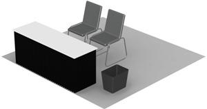 Show Special 10 x10 Furnishing Package PACKAGE INCLUDES: 1-10 x10 Carpet 1-6 Draped Table 2 - Grey Fabric Side Chairs 1 - Wastebasket No substitutions may be made to package contents.