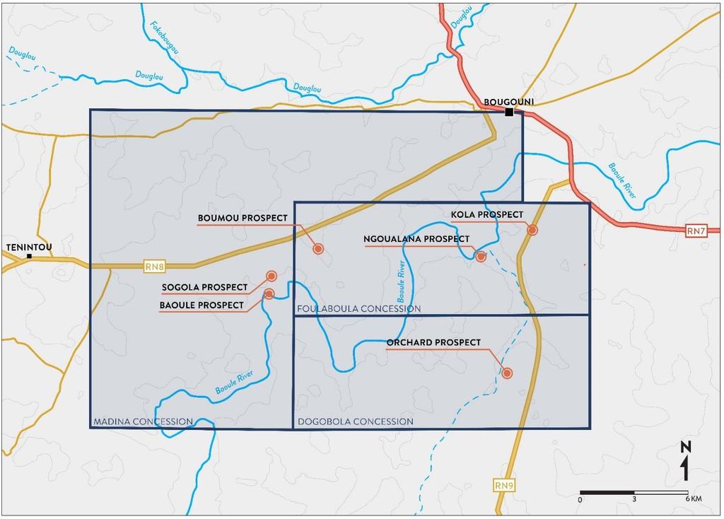 5 BOUGOUNI LITHIUM PROJECT MULTIPLE HIGH GRADE TARGETS Seven prospects drill tested which all demonstrated lithium mineralisation over 35,000m drilled BOUGOUNI LITHIUM PROJECT PROSPECT MAP