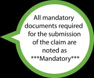 Mandatory documents are marked with an asterisk (*) within the within the document type list of values.