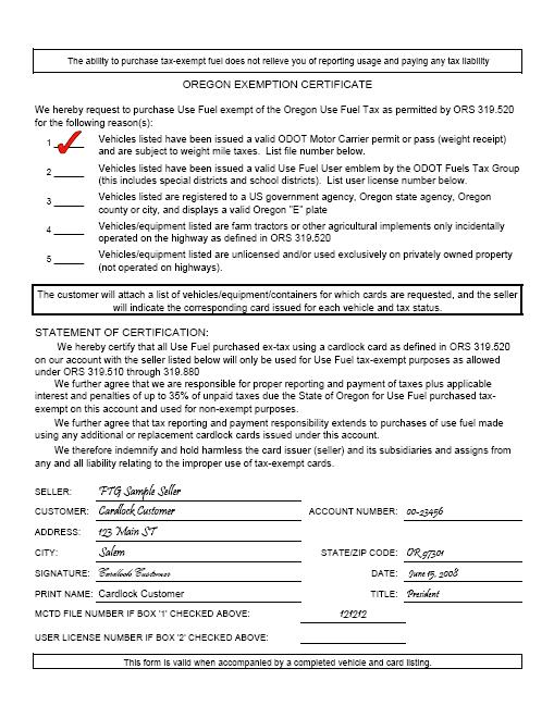 If your customer signed the form prior to July 2009, you are not required to have them sign an updated form; however, you are required to include the listing of vehicles, either in the format shown,