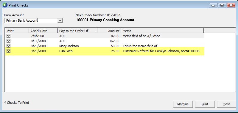 Printing the Refund Check To print the customer refund check, follow the steps in this section. 1.