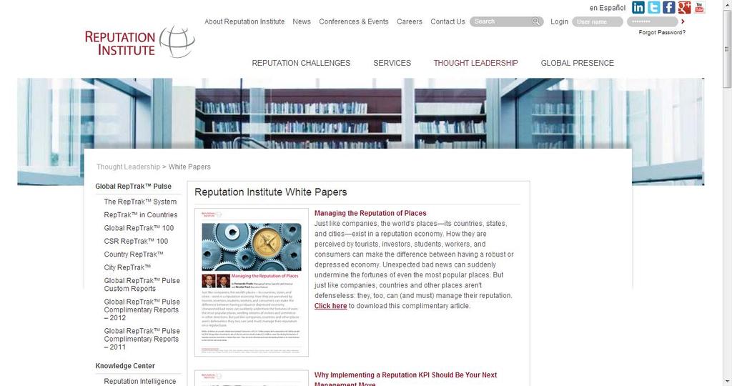 Read more about Place Reputation Go to www.reputationinstitute.