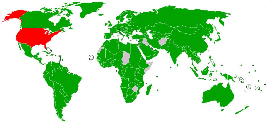 Ratification Status Green: signed and ratified Grey: not yet decided Red: No intention of ratifying Ratified by 189 countries.