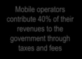 MOBILE IS TAXED ABOVE STANDARD RATES Mobile operators contribute 40%