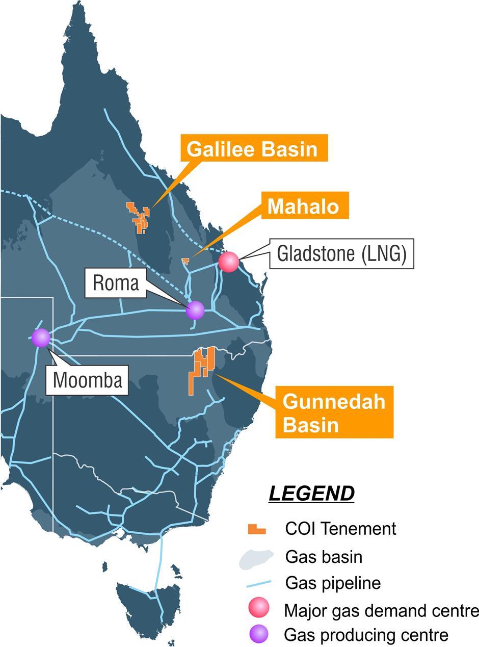 Comet Ridge - Summary Mahalo - Southern Bowen (Mahalo) CSG Significant net 2P + (172PJ) & 3P + (374PJ) reserves located 240km west of Gladstone Comet targeting being FID ready 2018/19 JV with Santos