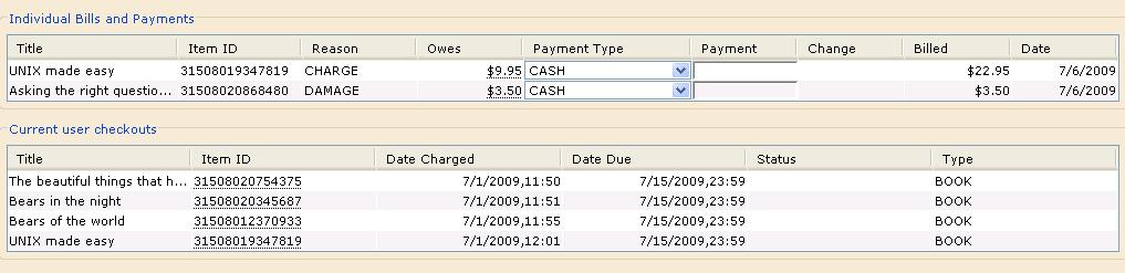 ] (c) (b) (a) In the above example, a user paid a cash payment of $13.00 to be applied to the total bill of $26.95 owed. Notice that the top bill shows the original bill amount (a), a payment of $13.