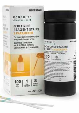 Urinalysis Reagent Test Strips Multiple test strip options available for visual and analyzer reading Two-year shelf life for unopened canisters; three-month shelf life for opened canisters Easy
