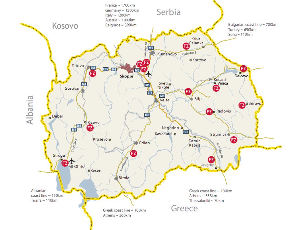 Technological Industrial Development Zones Free Zone Rankovce Area Size: 40 ha; Corridor 8 Free