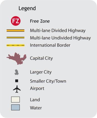 Berovo: 17 ha; Free Zone Radovis Area Size: 10 ha; Main Road M6 Free Zone Kicevo Area Size: 30
