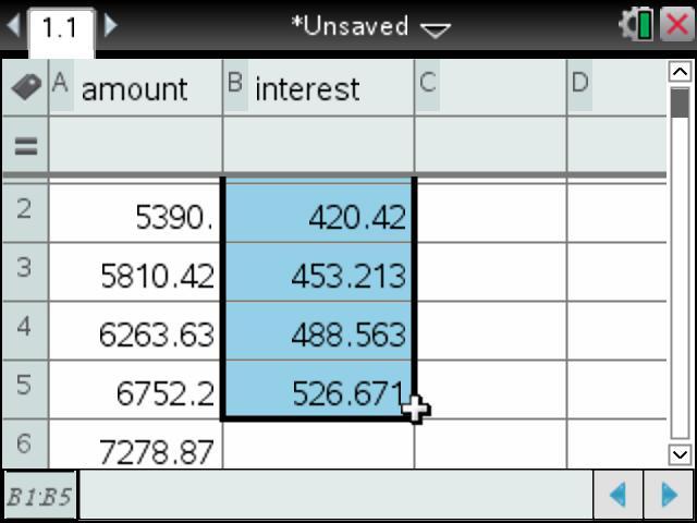 Filling down the interest The answer in cell a6 gives the total amount after 5 years (the start of the 6 th year) 3.