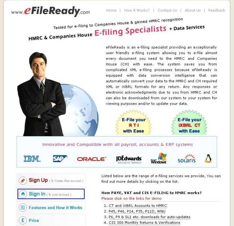 1.3 Sign In : You must sign in to http://www.efileready.com/ each time you need to e-file.
