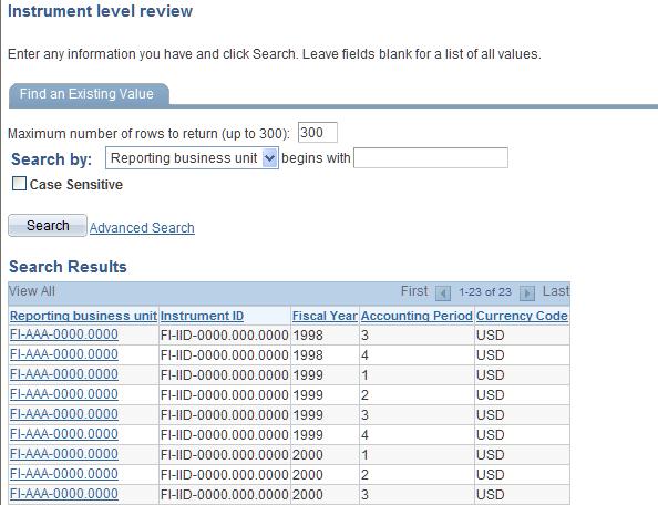 Instrument Level Access the Instrument Level page from Main Menu, Industries,