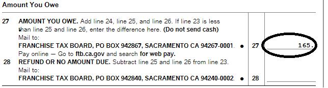 on the Previous California payment made line.