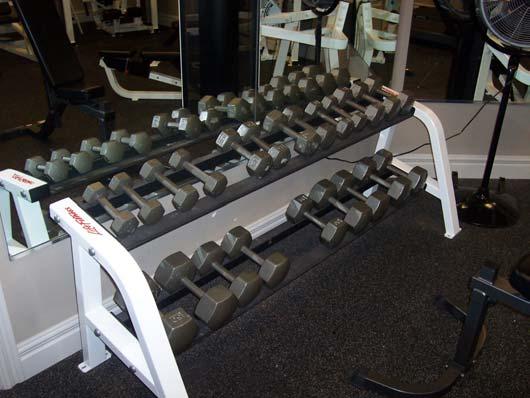 pull down (1) leg extension/curl (1) leg press (1) weight rack (22) weights - 5-50lbs.