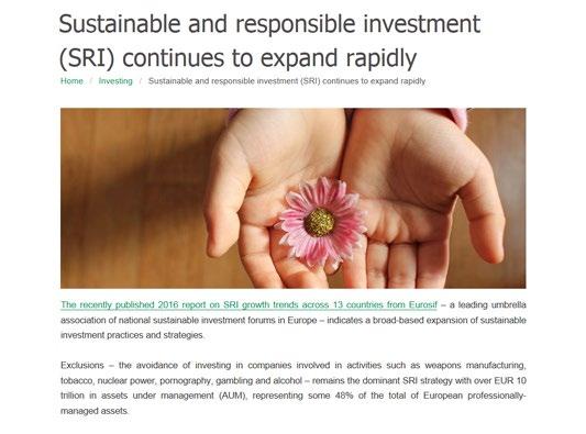 To learn more To read articles written by our SRI experts about the key issues affecting the environment and society go to www.investors-corner.bnpparibas-am.com.