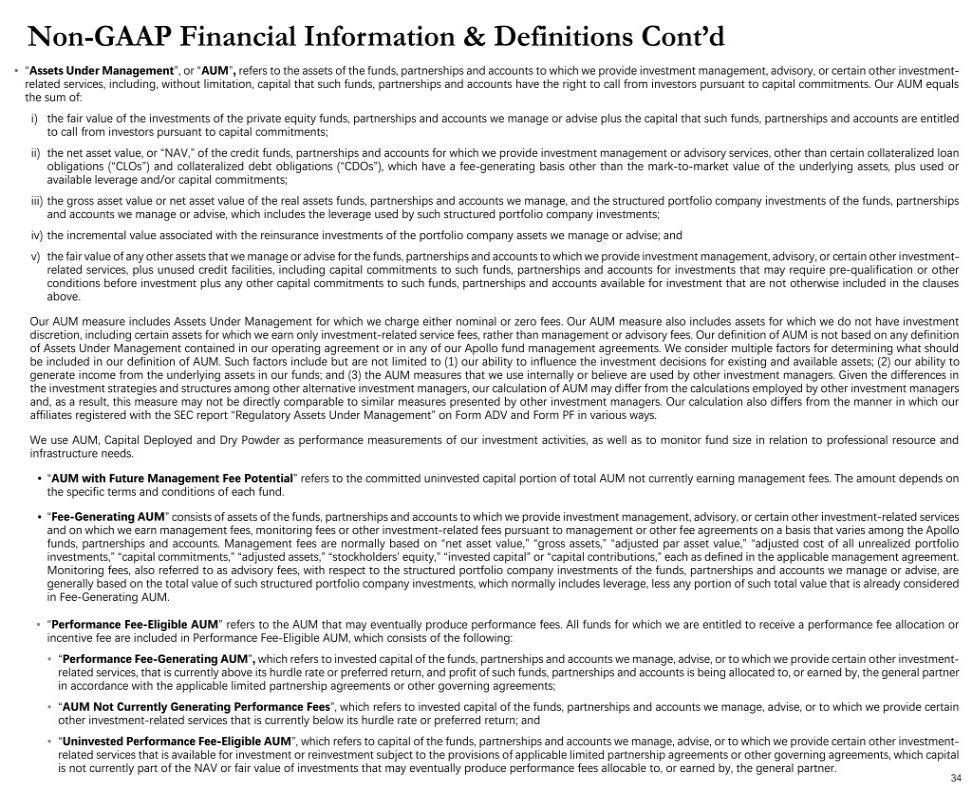 Non-GAAP Financial Information & Definitions Cont d Assets Under Management, or AUM, refers to the assets of the funds, partnerships and accounts to which we provide investment management, advisory,