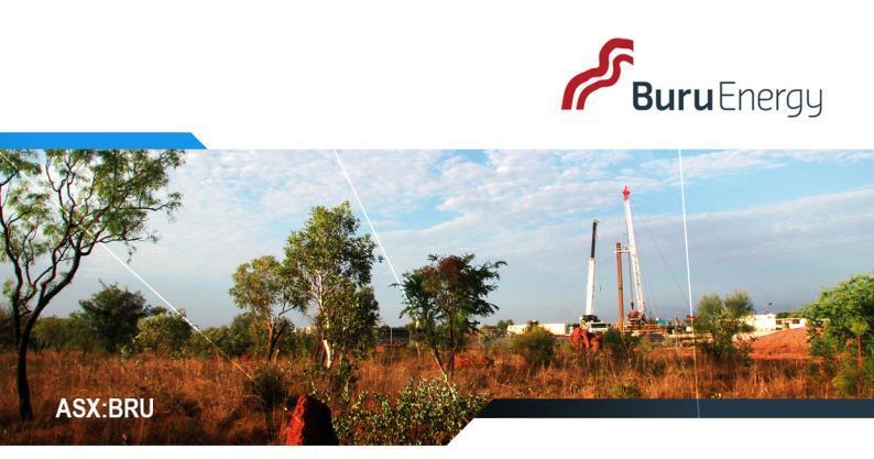 Quarterly Report Period ended 30 September 2014 The Directors of Buru Energy Limited ( Buru Energy ) are pleased to provide the quarterly report for the quarter ended 30 September 2014.