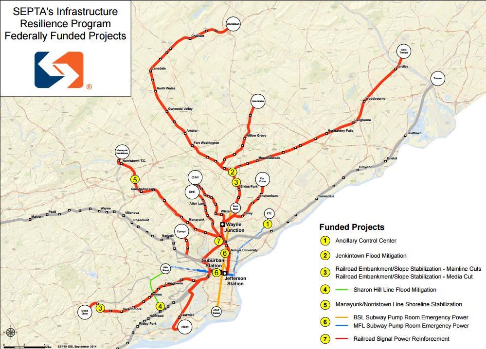 SEPTA Hazard-Mitigation Cost Effectivness (HMCE) Follow-Up Conducted hazard-mitigation cost-effectiveness studies to help SEPTA compete for grant-based Sandy recovery/resilience funding It is