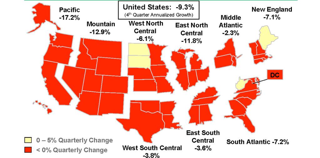 Forty-six states had falling prices in the fourth quarter 2007 United