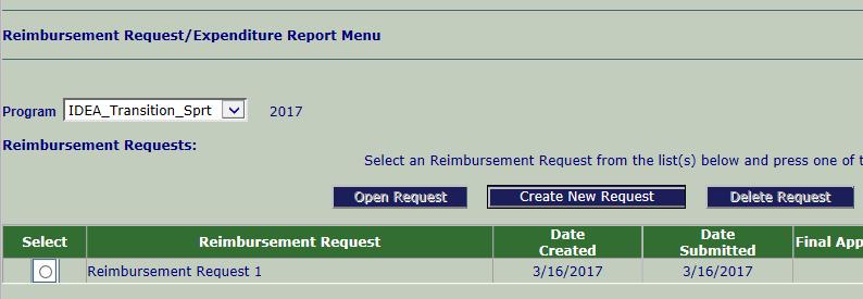 Requesting a Claim 1. After selecting the View Reimbursement Requests button to make a request for a claim 2. Select the Program Funds 3.