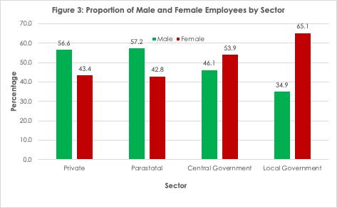 Figure 2 above shows percentage changes for Private and Parastatal Employment by industry between March 2018 and December.