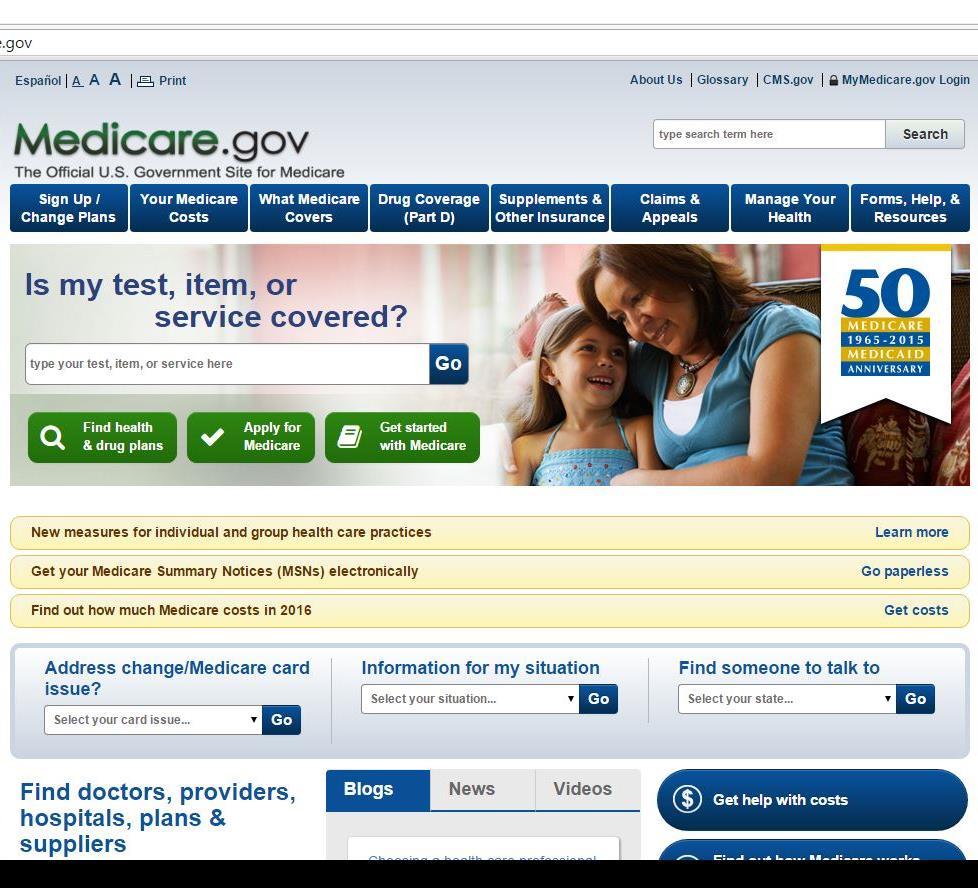 Go to the Medicare. gov. website and this page will open.