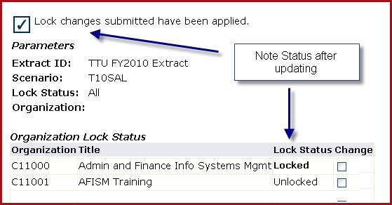 Click Update to Save Changes Lock Budget Development Level 5 (and higher) approvers will need to Lock Budget Development when