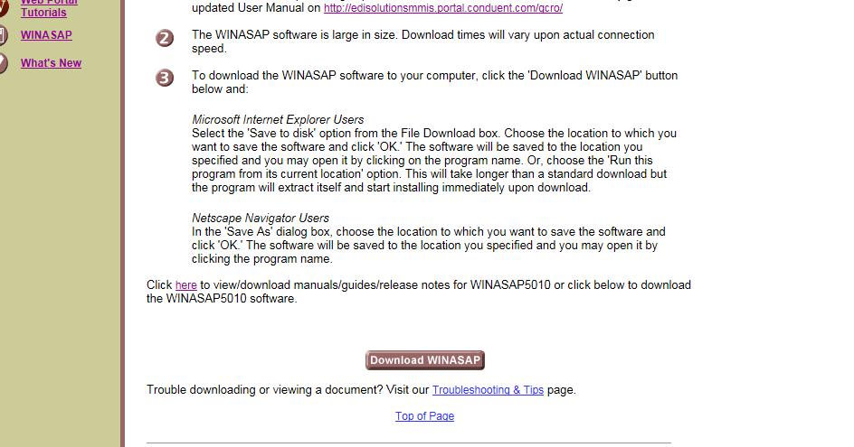 Scroll to the bottom of the page and choose the Download WINASAP button.